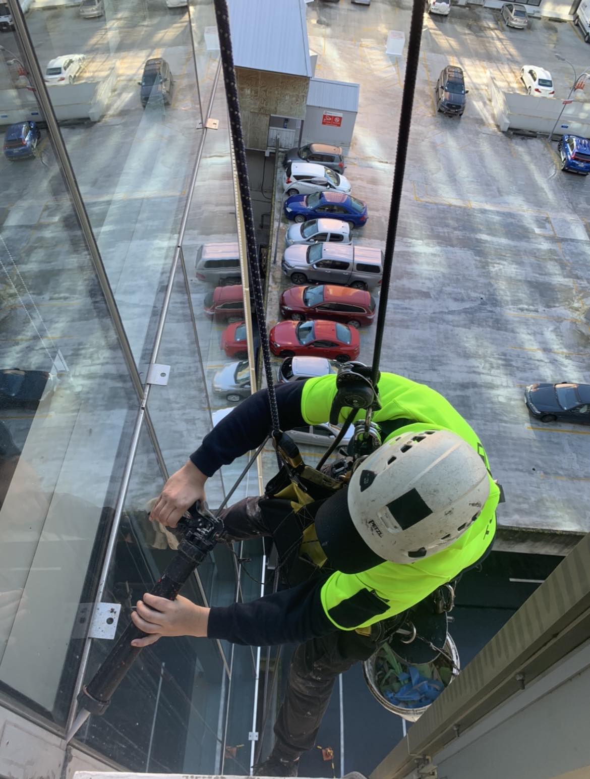 Close-up of rope access equipment